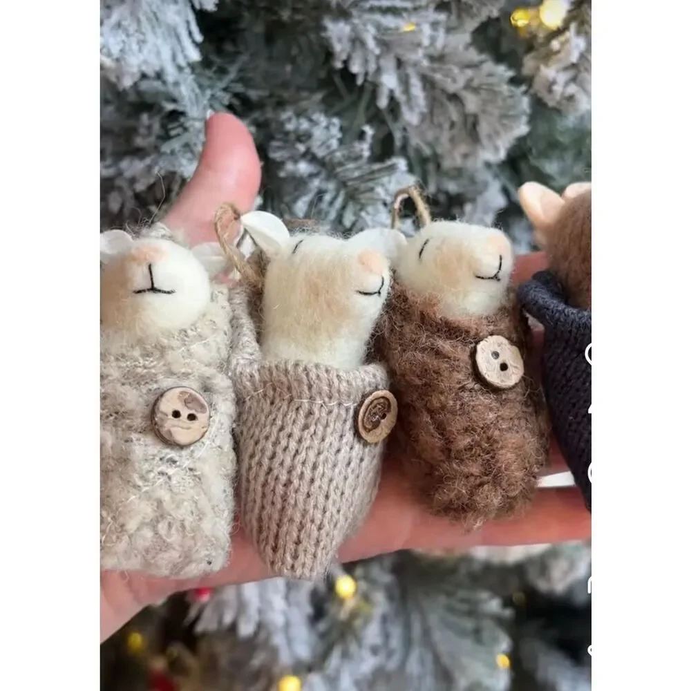 Wool Knitted Mouse Ornament Brown